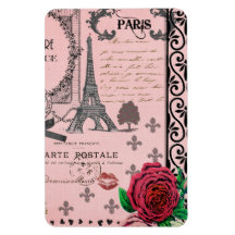 Collage rose vintage de Paris Magnet