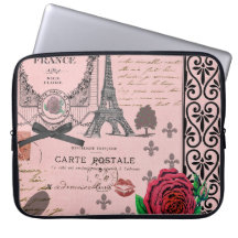 Collage rose vintage de Paris Housse Ordinateur Portable