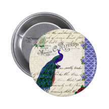 Collage vintage de chanson de paon badge