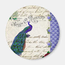 Collage vintage de chanson de paon magnets