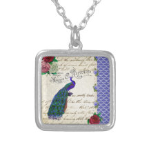 Collage vintage de paon pendentifs