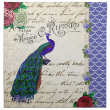 Collage vintage de paon serviette