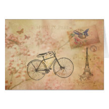 Collage vintage romantique de Paris au printemps Carte De Vœux