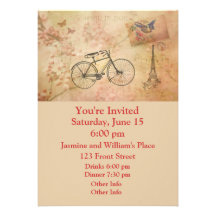 Collage vintage romantique de Paris au printemps Invitations Personnalisées
