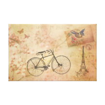 Collage vintage romantique de Paris au printemps Impressions Sur Toile
