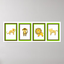 collection d'art animale de mur de la jungle 5X7 Affiches