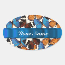 Collection de papillon autocollants ovales