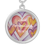Collier argenté de charme personnalisé par coeurs 