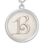Collier argenté de monogramme - lettre B