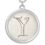 Collier argenté de monogramme - lettre Y