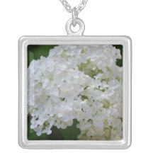 Collier blanc d'argent sterling d'hortensia