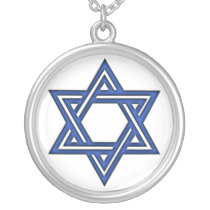 Collier bleu d'argent sterling d'étoile de David d colliers