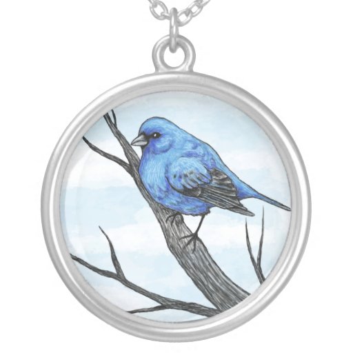 Collier bleu d'art d'oiseau