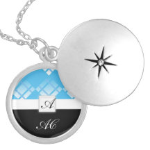 collier bleu de monogramme de plaids