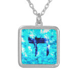 Collier bleu scintillant juif de Chai