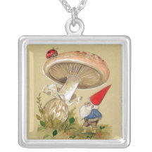 Collier chanceux de gnome de champignon
