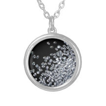 Collier d'argent d'impression de lueur de diamant