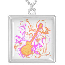 Collier d'argent sterling de guitare de roche de f