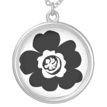 Collier d'argent sterling de rose de noir