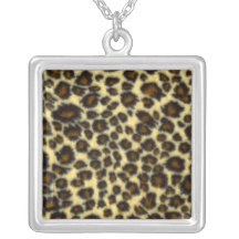 Collier d'argent sterling d'empreinte de léopard