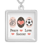 Collier d'argent sterling du football d'amour de p