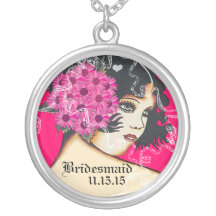 Collier de demoiselle d'honneur de mariage de rose