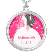 Collier de demoiselle d'honneur de mariage de rose