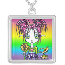Collier de fée de fleur d'arc-en-ciel de "margueri