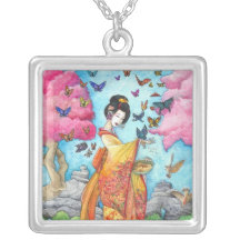 Collier de Maiko d'été, art de papillon de geisha