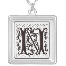 Collier de monogramme avec floral et des points - 