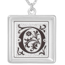 Collier de monogramme avec floral et des points - 