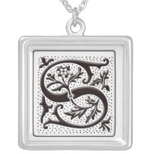 Collier de monogramme avec floral et des points - 