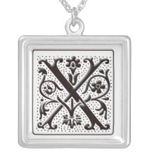 Collier de monogramme avec floral et points - marq