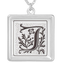 Collier de monogramme avec floral et points - marq