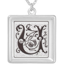 Collier de monogramme avec floral et points - marq