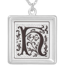 Collier de monogramme avec floral et points - marq
