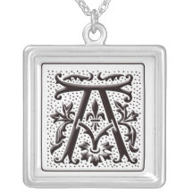Collier de monogramme avec floral et points - marq
