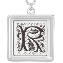 Collier de monogramme avec floral et points - marq