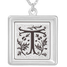 Collier de monogramme avec floral et points - marq