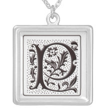 Collier de monogramme avec floral et points - marq
