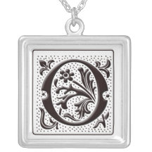 Collier de monogramme avec floral et points - marq