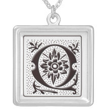 Collier de monogramme avec floral et points - marq