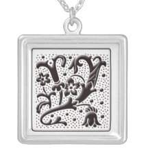 Collier de monogramme avec floral et points - marq