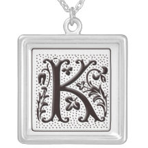 Collier de monogramme avec floral et points - marq