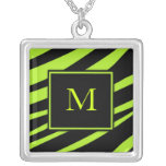Collier de monogramme de zèbre de vert de chaux