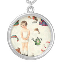 Collier de papier vintage d'argent sterling de pou