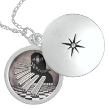 Collier de pendentif d'argent sterling de piano d'