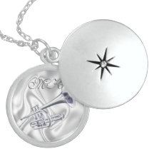 Collier de pendentif d'argent sterling de trompett