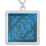 Collier initial bleu de fantaisie de la lettre H