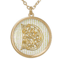 Collier initial de "rayure de Pin d'or" de monogra